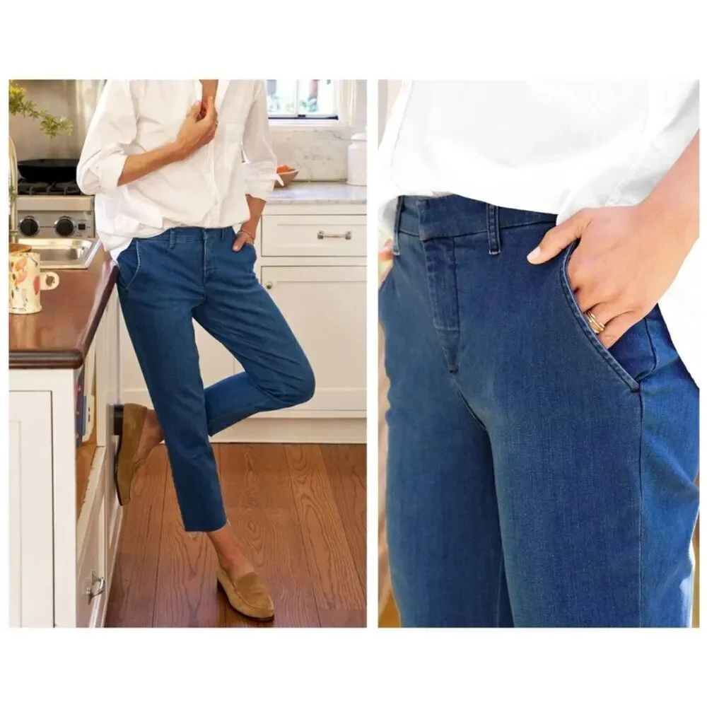 FRANK & EILEEN Wicklow 1977 Blue Denim Wash Italian Performance Denim NWT 0 $298